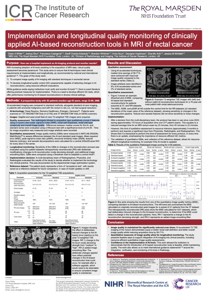 Poster presented to the British Institute of Radiologists congress on AI in 2024